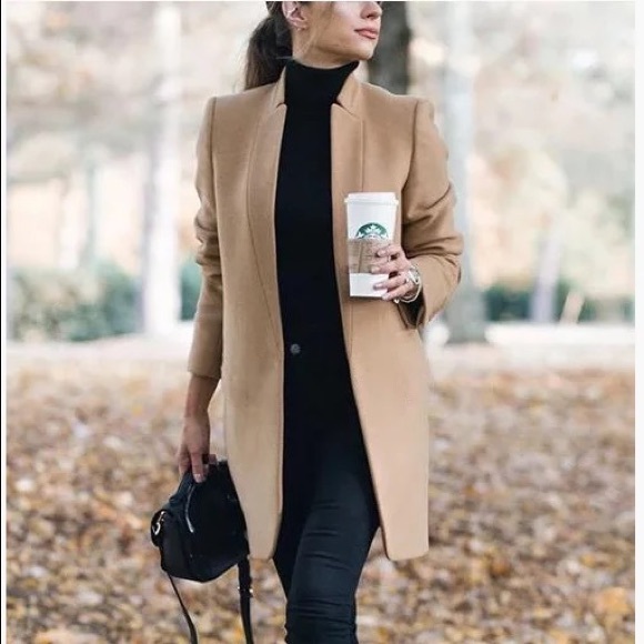 Gold beige open front cardigan spring jacket - Picture 6 of 8